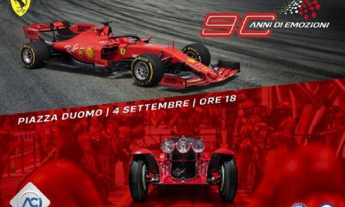Aci e Ferrari festeggiano al Duomo per 90 anni Rossa e GP d’Italia.