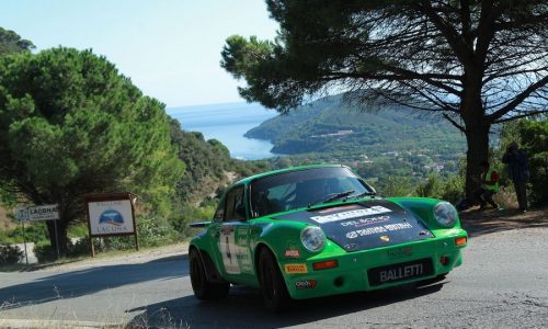 Salvini, su Porsche 911, firma il XXXI Rallye Elba Storico-Trofeo Locman Italy.